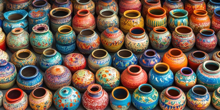 countless handcrafted pottery pieces arranged vibrant patterns 1079150 330466 | هدایای تبلیغاتی