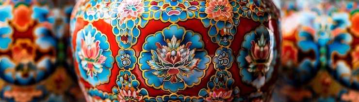 red blue gold floral pattern ceramic vase 1088041 37208 | هدایای تبلیغاتی