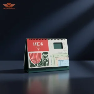 تقویم رومیزی دایکاتی کتان پایه گالینگور طرح گل پاستیلی - کد 075 1 هدایای تبلیغاتی تهران سارنگ تقویم رومیزی