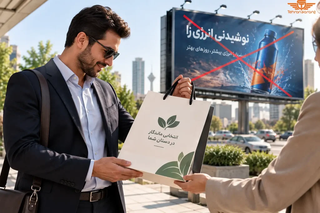 ساک دستی تبلیغاتی؛ بیلبوردی که مشتری با خودش حمل میکند! 1 هدایای تبلیغاتی تهران سارنگ ساک دستی تبلیغاتی بیلبرد متحرک در سطح تهران